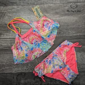 Shekini Ruffle Tie Dye Bikini Swimsuit Size 6/8